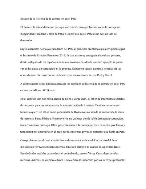 Ensayo de la Historia de la corrupción en el Perú Según encuestas