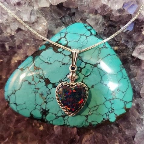 Statement Black Fire Opal Pendant/fire Opal Necklace/sterling - Etsy