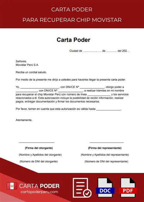 Carta Poder Para Recuperar Chip Movistar