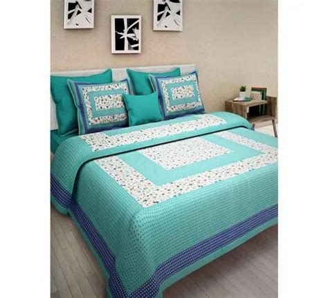 Multicolor Printed Cotton Bed Sheet Type Double Size 90x108 Inch At