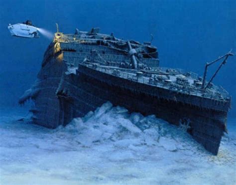 The wreck of the RMS Titanic. It lies at a depth of about 12,500 feet ...