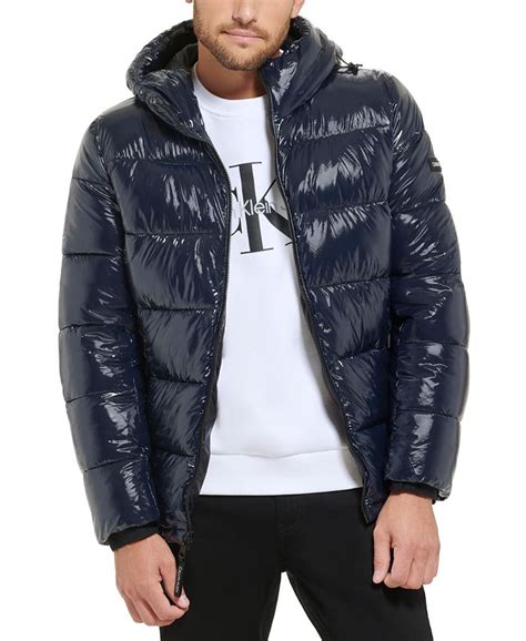 Calvin Klein Mens High Shine Hooded Puffer Jacket Macys