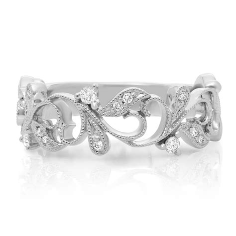 WHITE GOLD DIAMOND OPEN FILIGREE RING My Jewel Shop