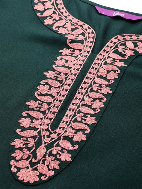 Buy Green Embroidered Pashmina Wool Straight Kurta Online At Rs 503 Libas