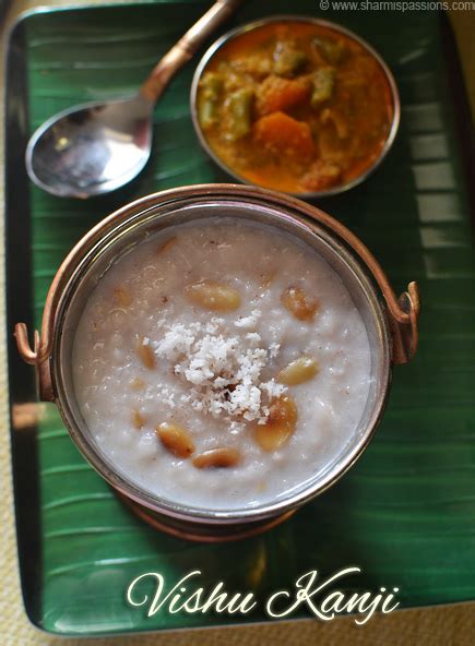 vishu kanji recipe vishu special rice coconut milk porridge