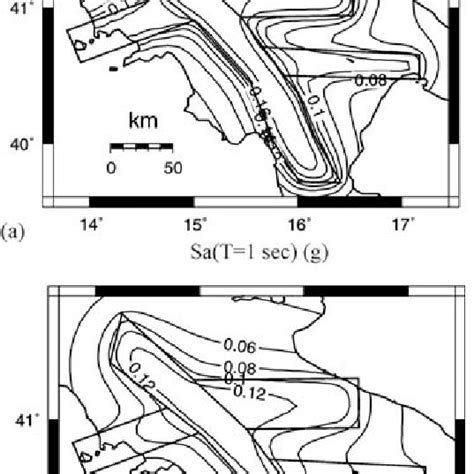 Hazard Maps For PGA A And Sa T 1sec B Expressed In Units Of G For