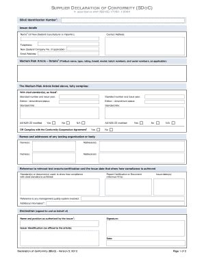 Fillable Online Med Govt Supplier Declaration Of Conformity Sdoc In