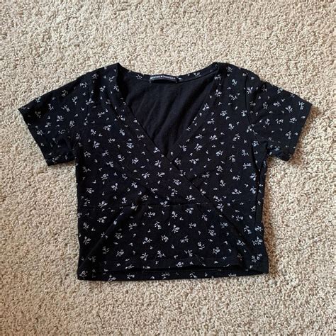 Brandy Melville Floral Amara Top Black With Depop