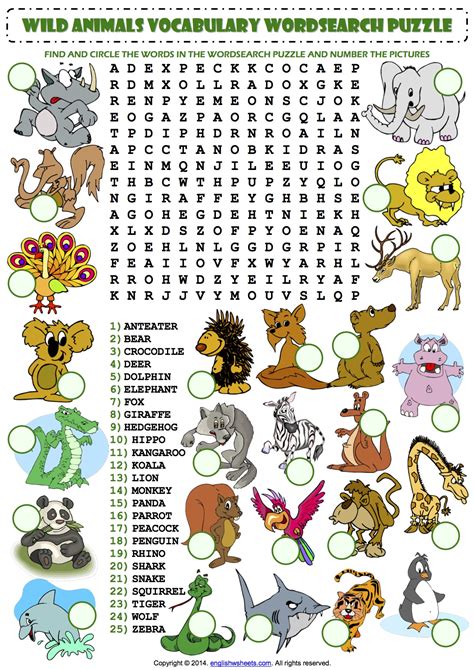 Jungle Animal Word Search Puzzle Printable Jungle Theme Activities