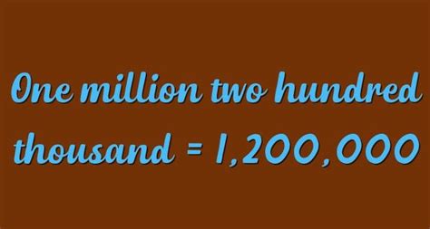 One million two hundred thousand in numbers - NumWords.com