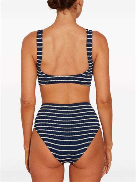 Hunza G Nadine Striped Seersucker Bikini In Blue Modesens