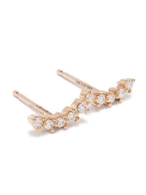 Dana Rebecca Designs 14kt Rose Gold Vivan Lily Curved Bar Diamond Stud