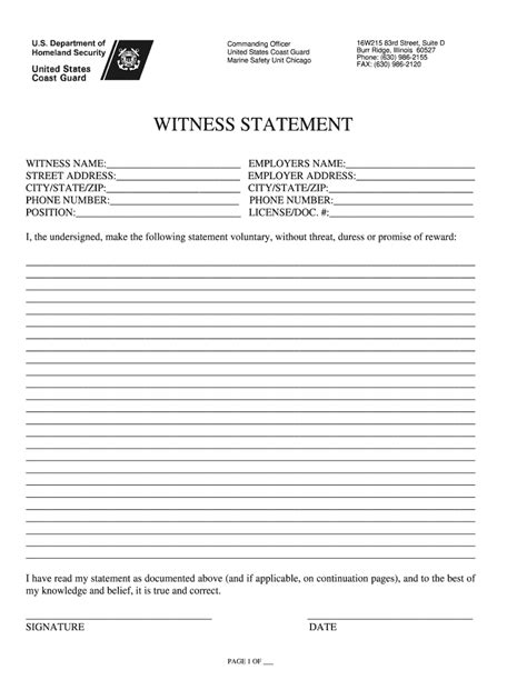 Blank Witness Statement Template