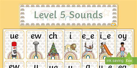 Muted Rainbow Themed Level 5 Sounds Pack Teacher Made