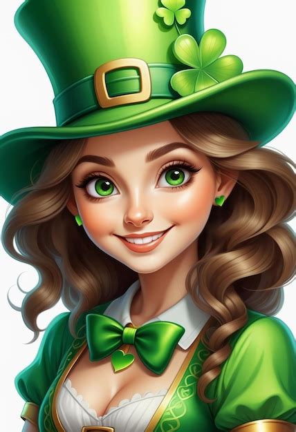 Premium Photo Leprechaun Girl In Green Hat Vector Illustration