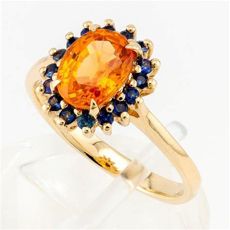 14 Kt Gelbgold Ring 2 13 Cts Mandarin Spessartit Granat Catawiki