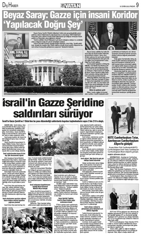 Nce Vatan Gazetesi Ekim Pazar Gazete Sayfalar Nce Vatan