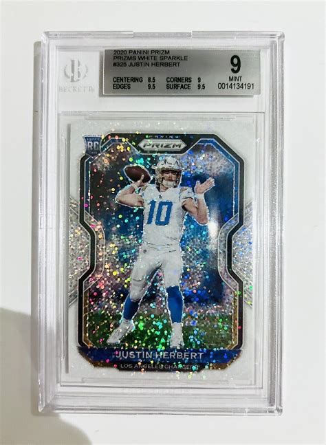 2020 Panini Prizm Rookie White Sparkle Prizm 325 Justin Herbert RC