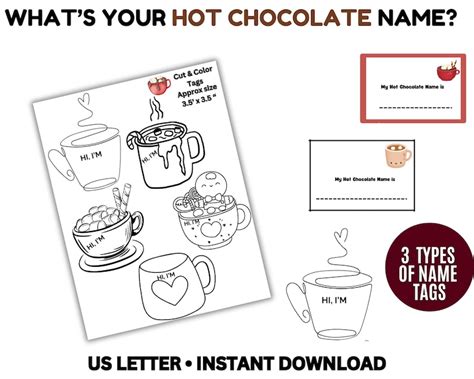 What S Your Hot Chocolate Name Game NAME TAGS SIGN Hot Chocolate Bar