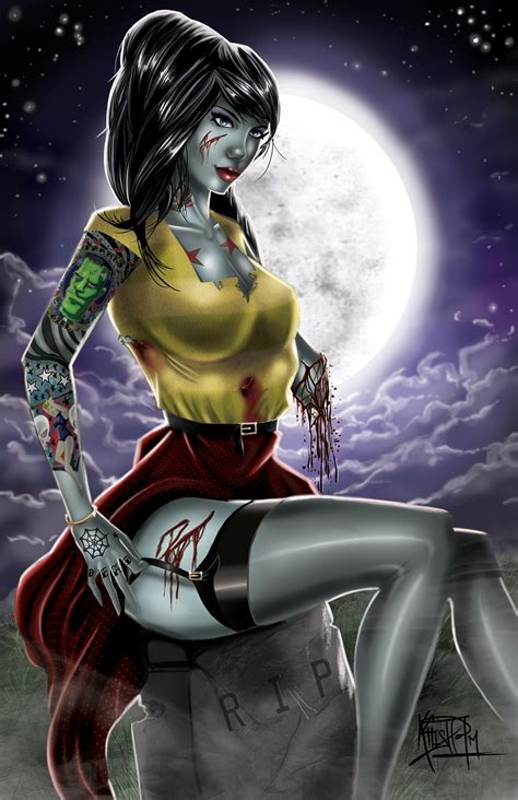 Cartoon Zombie Pin Up Girl Sexy