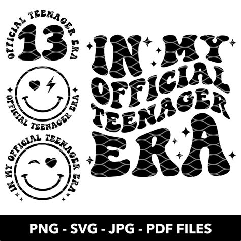 In My Official Teenager Era Svg Png 13 Years Old Girl Svg 13th Birthday Png Official Teenager