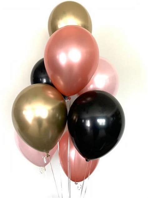 Luxe Metallic Ballonnen Goud Roze Goud Zwart Licht Roze Set