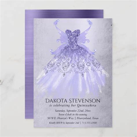 Fairy Wing Gown Lavender Purple Iridescent Sheen Invitation Zazzle