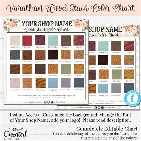 Varathan Stain Color Chart Custom Color Chart Diy Wood Stain Color