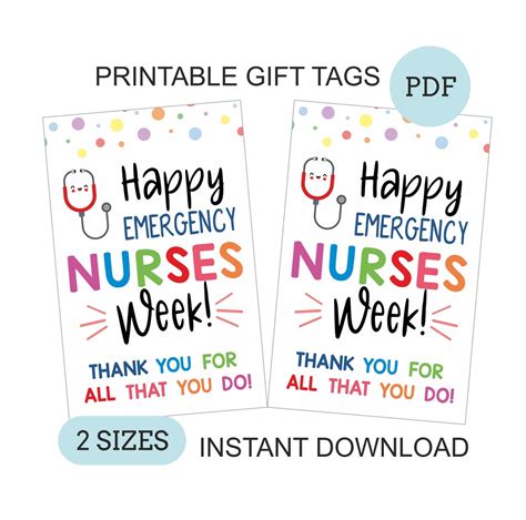 Emergency Nurses Week T Tags Printable Er Nurse Week Tag Etsy