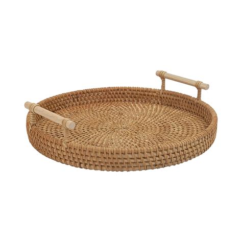 Best Seller Round Rattan Tray With Straps Decorative Fruit Wholesale