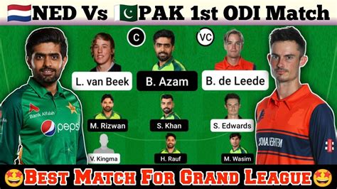 Ned Vs Pak Dream11 Team Prediction Pak Vs Ned Dream11 Netherlands Vs