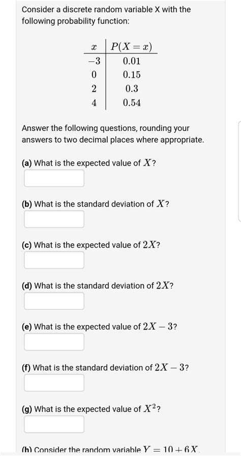 Solved Consider A Discrete Random Variable X With The