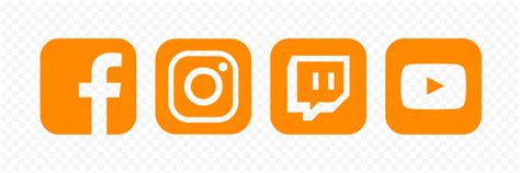 HD Orange Facebook Instagram Twitch Youtube Square Icons PNG | Citypng