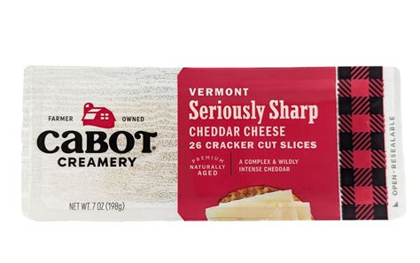 Cabot Creamery Vermont Seriously Sharp Cheddar Cheese Cracker Slices 7 Oz