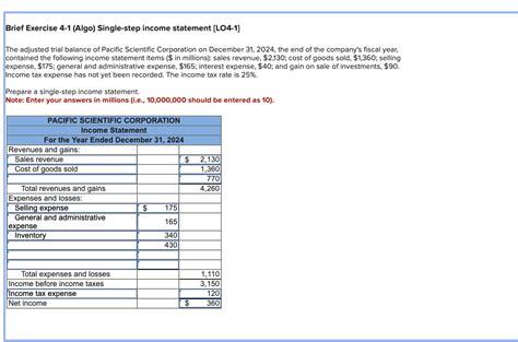 Solved Brief Exercise 4 1 Algo Single Step Income Chegg