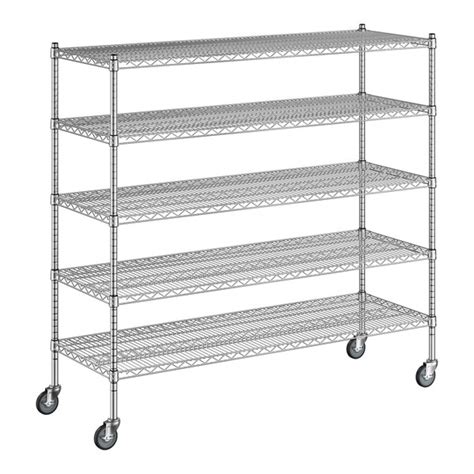 Regency 21 X 60 X 60 Nsf Chrome Mobile Wire Shelving Starter Kit With 5 Shelves