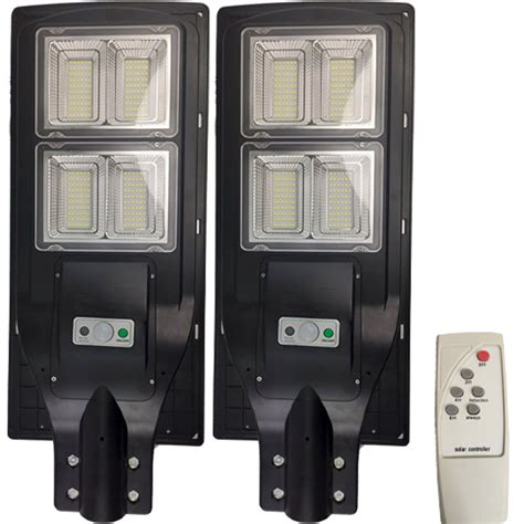 Luminária Solar 2 Unidades Poste 240W LED Controle e Sensor Timer