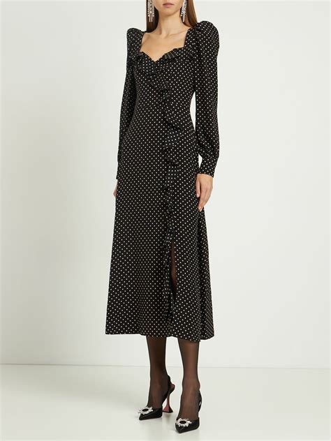 Alessandra Rich Polka Dot Silk Georgette Midi Dress Alessandra Rich