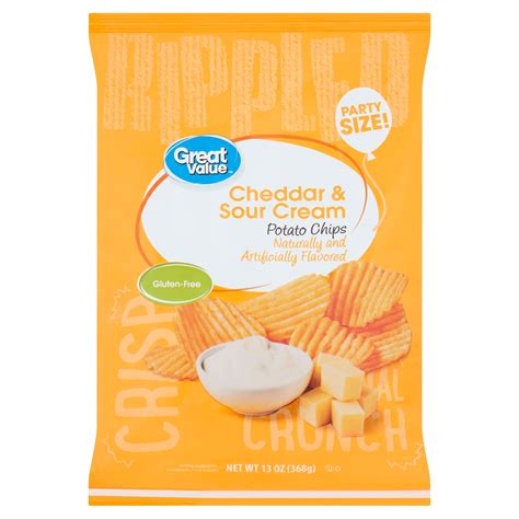 Great Value Cheddar Sour Cream Potato Chips Party Size Oz