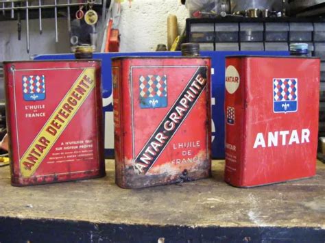 Bidons Huile Ancien Antar Oil Can Lot De Collection Vintage