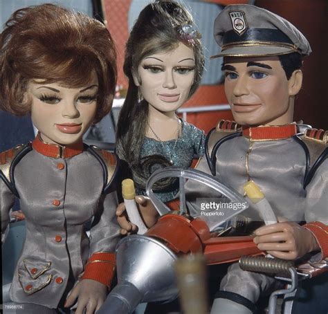 circa 1965, The stars of the puppet television show 'Stingray' show 'Captain Troy Tempest, right ...