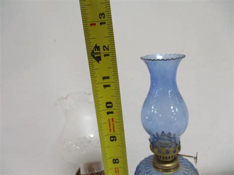 Vintage Blue Cobalt Oil Lamp Glass Brass Base Oil Wall Hanging Lamp