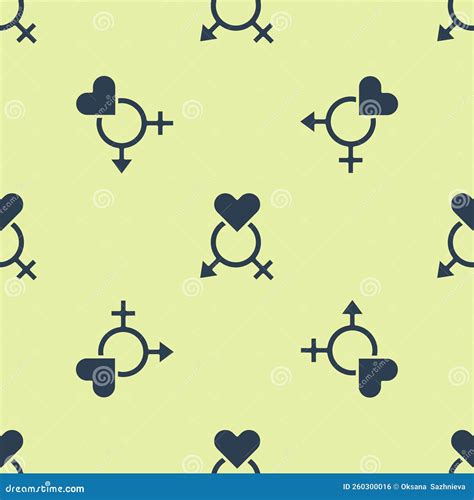 Blue Gender Icon Isolated Seamless Pattern On Yellow Background Symbols Of Men And Women Sex