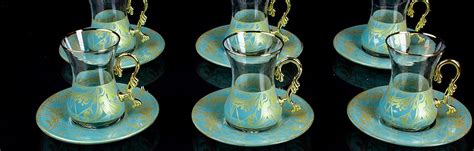 Amazon Vintage Turkish Tea Glasses Cups And Saucers Set Of For