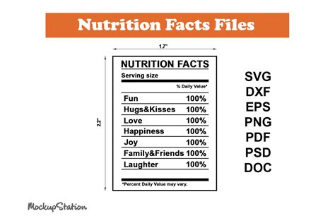 Nutrition Facts Template Svg Graphic By Mockup Station · Creative Fabrica