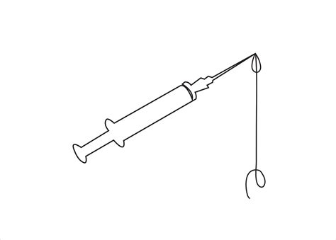 Continuous one line drawing of medical syringe 34720788 Vector Art at ...