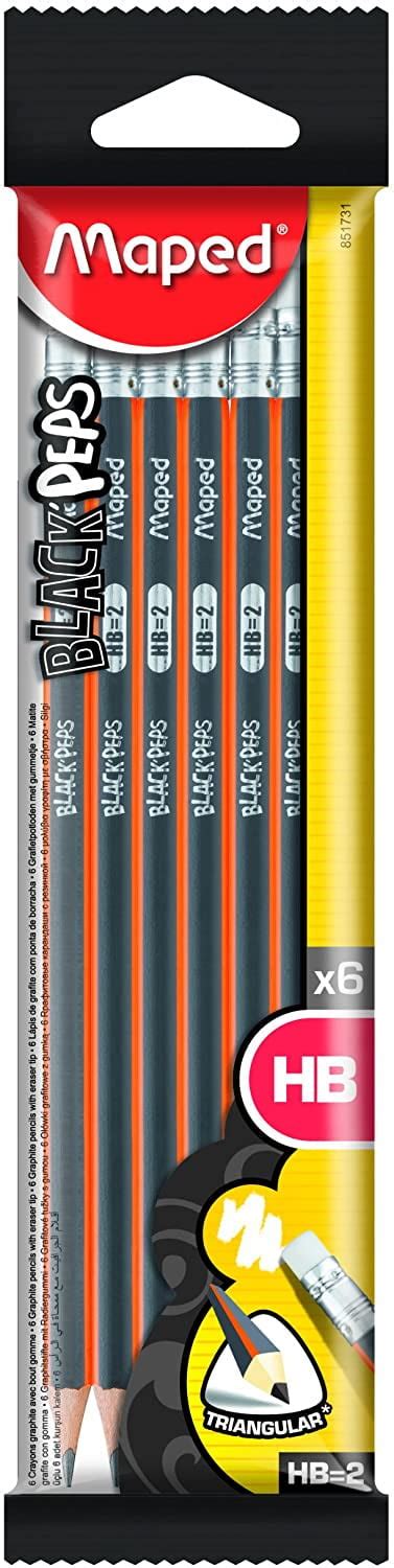 Maped Black Peps Triangular Graphite 2 Pencils Pack Of 6 Walmart