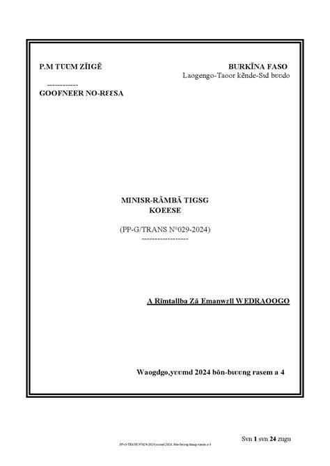 Version Moore Du Compte Rendu Du Conseil Des Ministres Du 19 Septembre