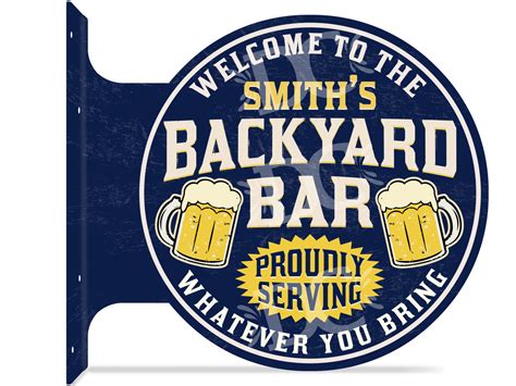 Backyard Bar Themed Customized Double Sided Metal Flange Sign Redeye