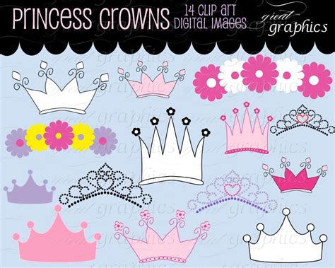 Princess Crown Clipart Princess Party Digital Clip Art